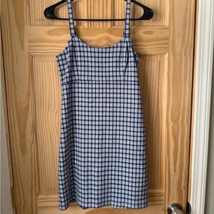 Hollister Blue and White Checkered Midi Dress